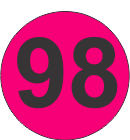 Number Ninety Eight (98) Fluorescent Circle or Square Labels